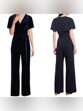 Alex Marie Elegant Navy Wrap Jumpsuit with Belt